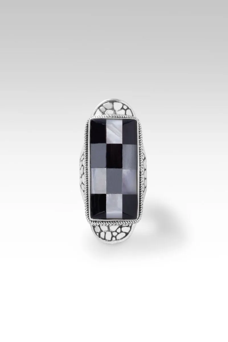 Hopeful Horizon Ring™ in Onyx Hematine White Mother of Pearl Mosaic