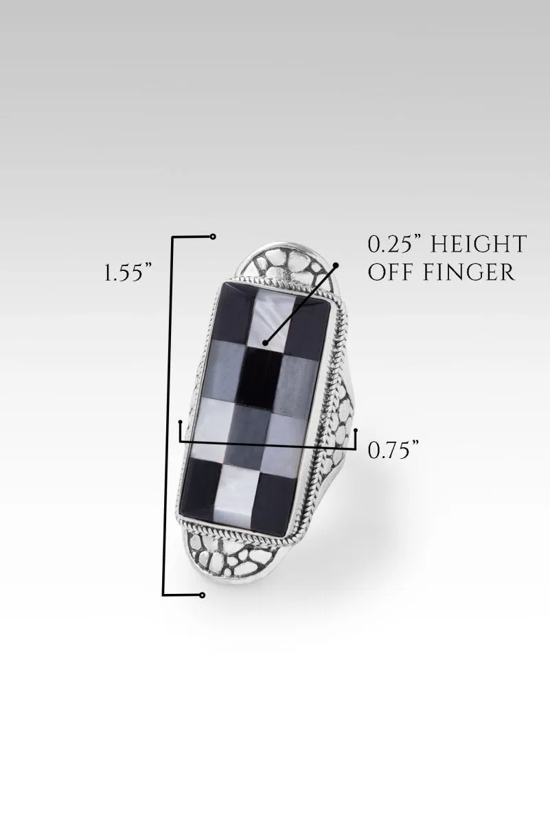 Hopeful Horizon Ring™ in Onyx Hematine White Mother of Pearl Mosaic