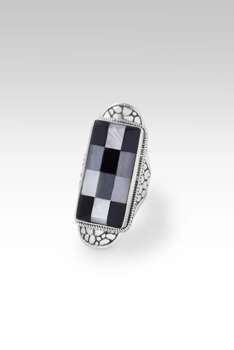 Hopeful Horizon Ring™ in Onyx Hematine White Mother of Pearl Mosaic