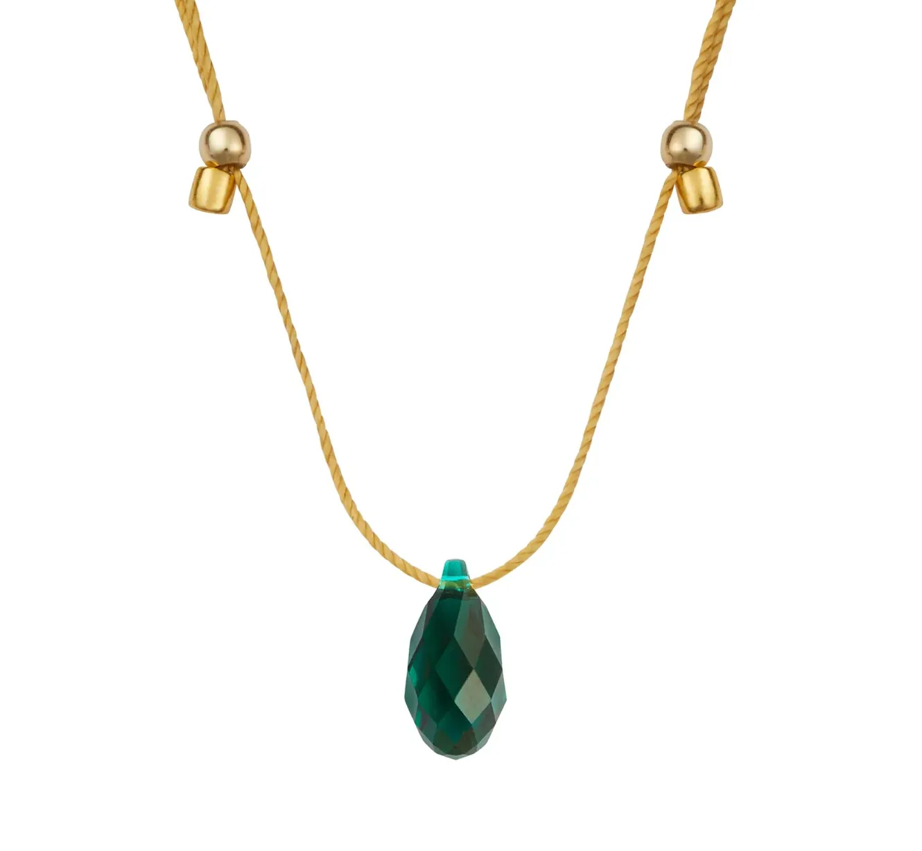 HyeVibe Crystal Necklace - Emerald on Gold by &Livy