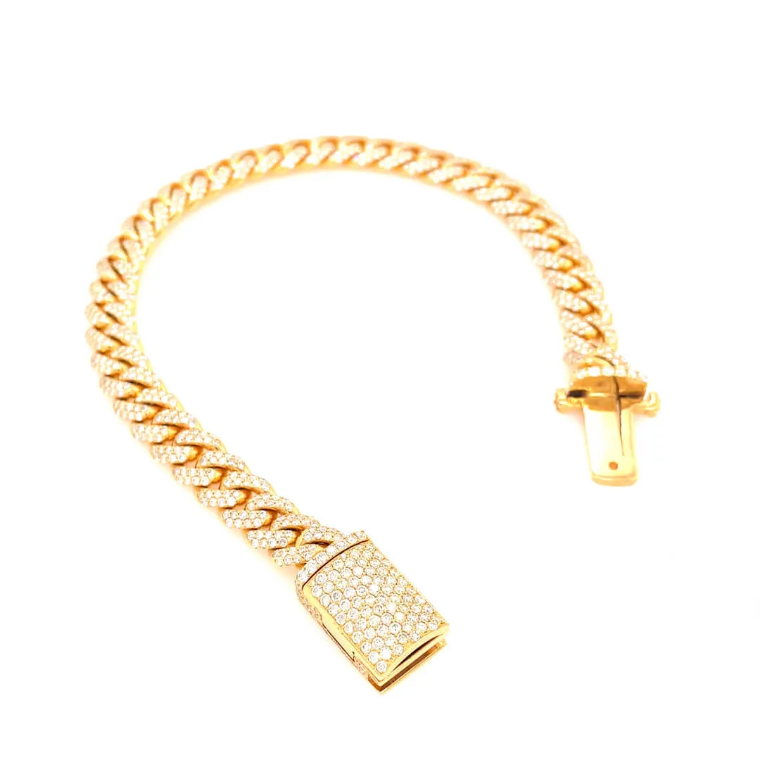 Iced out miami cuban link bracelet 10kt gold 8mm 7ctw