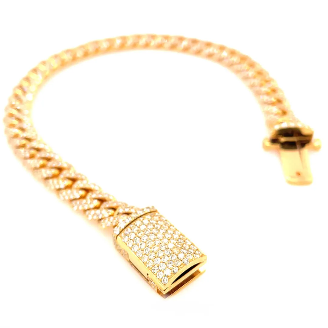 Iced out miami cuban link bracelet 10kt gold 8mm 7ctw