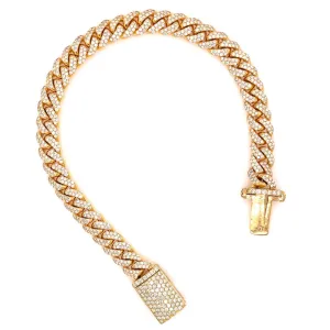 Iced out miami cuban link bracelet 10kt gold 8mm 7ctw