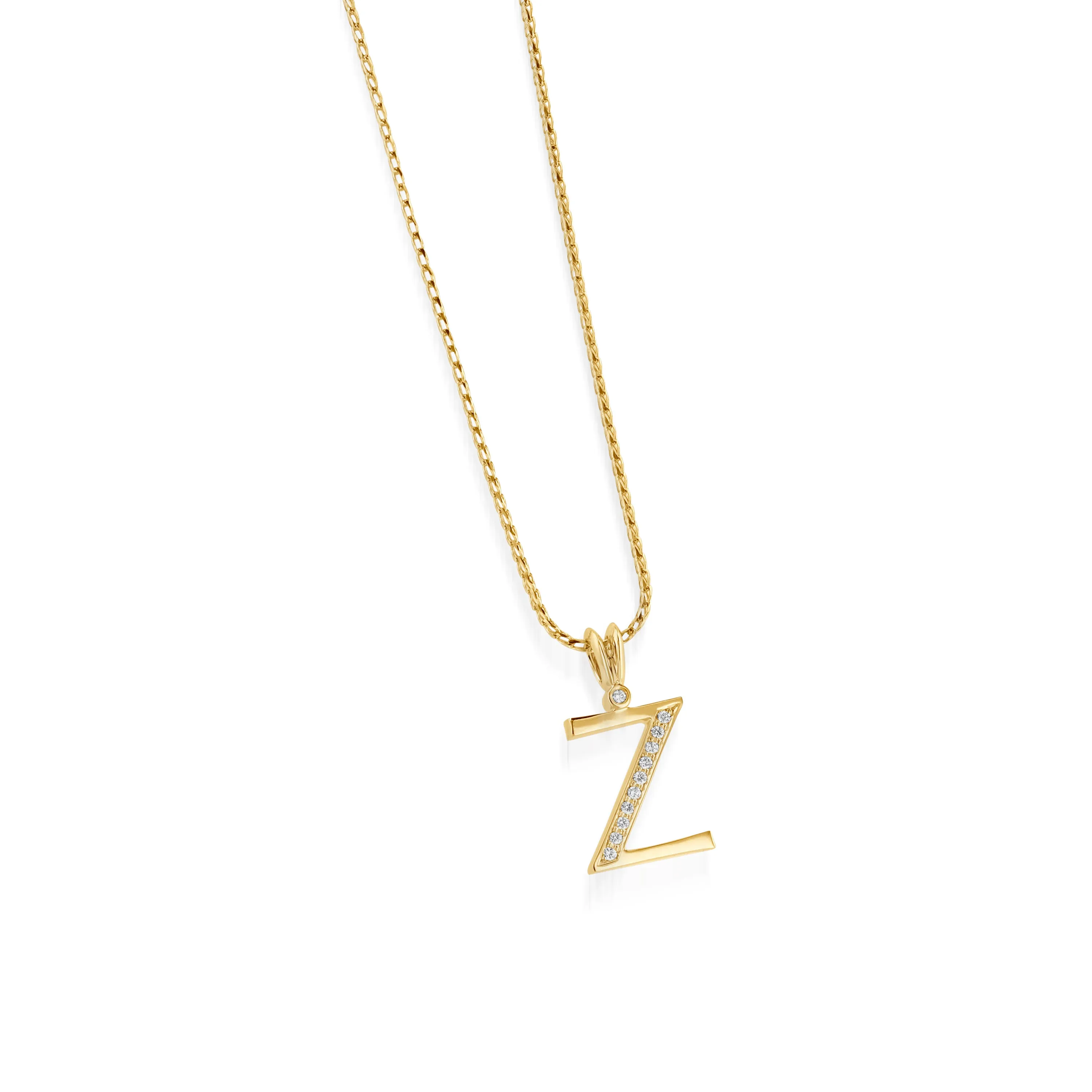 Initial Diamond Pendants Yellow Gold