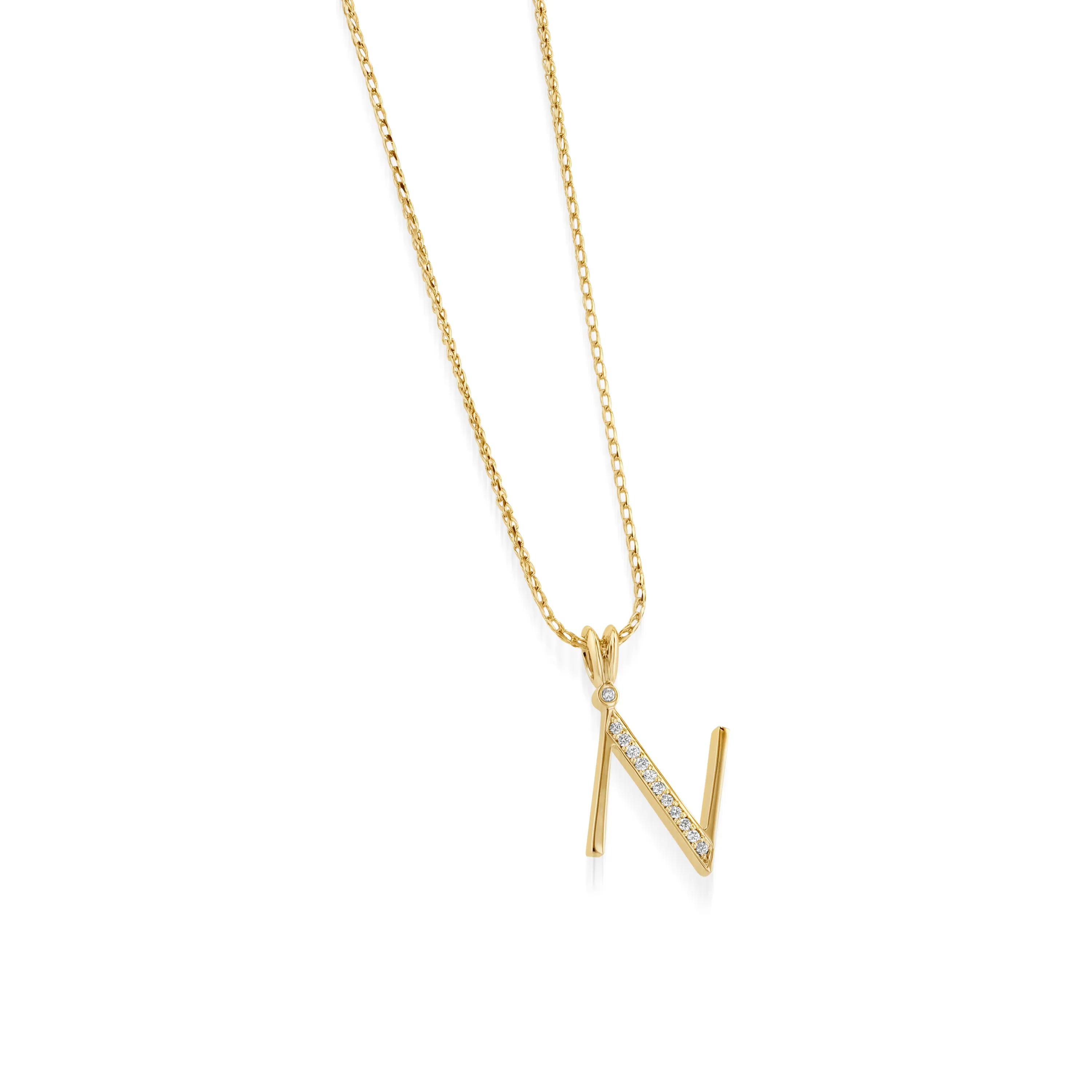 Initial Diamond Pendants Yellow Gold