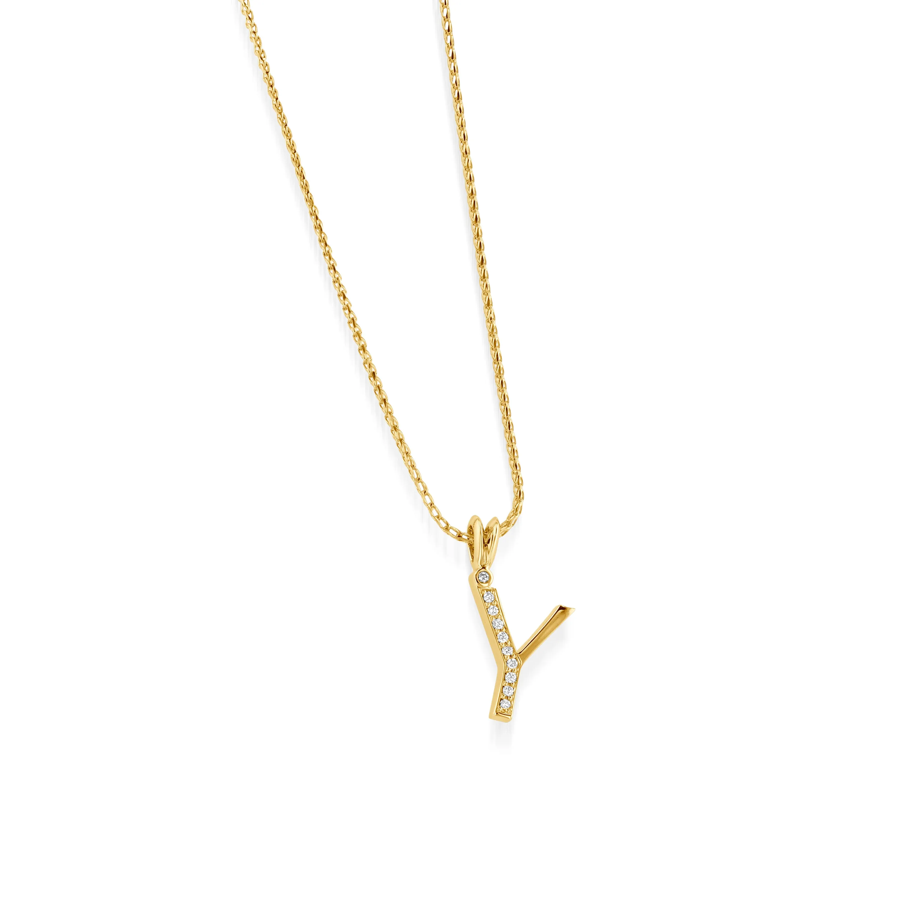 Initial Diamond Pendants Yellow Gold