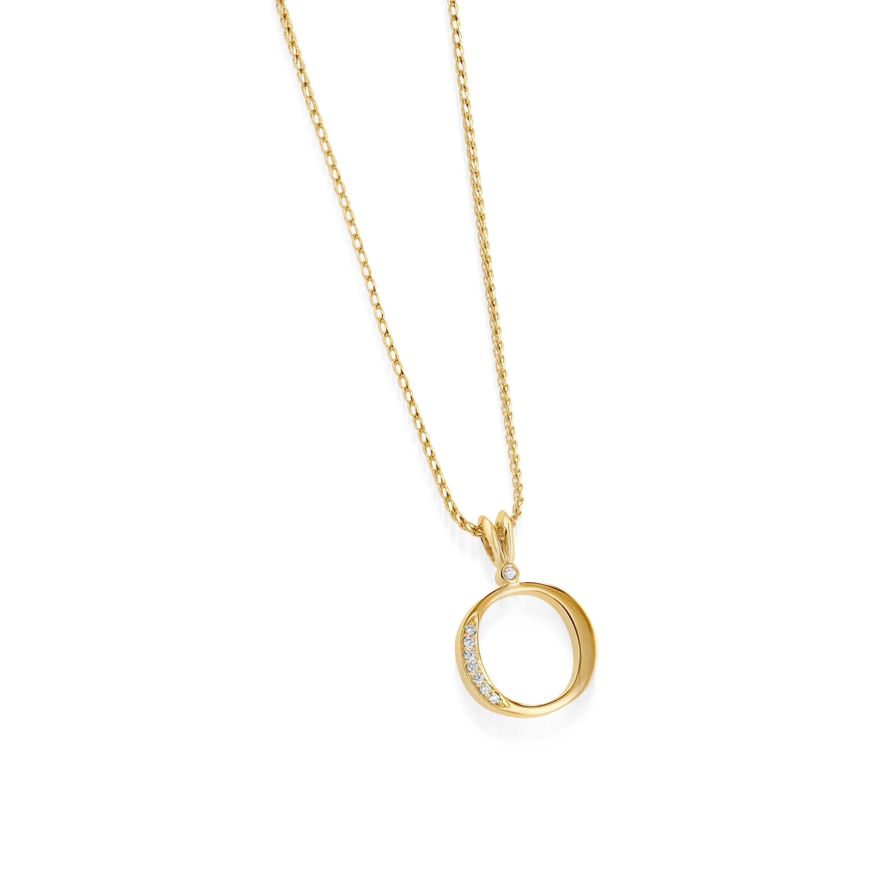 Initial Diamond Pendants Yellow Gold