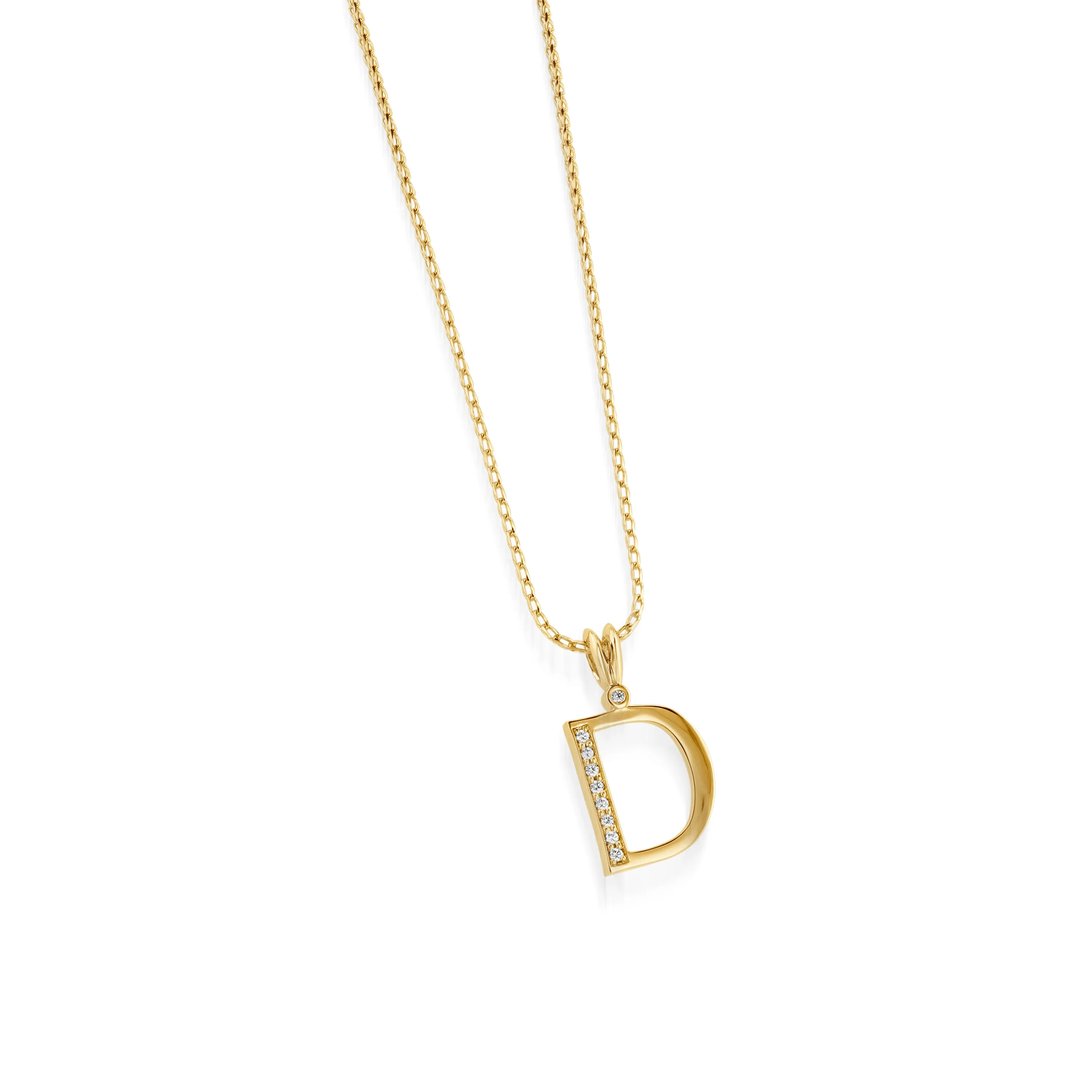 Initial Diamond Pendants Yellow Gold