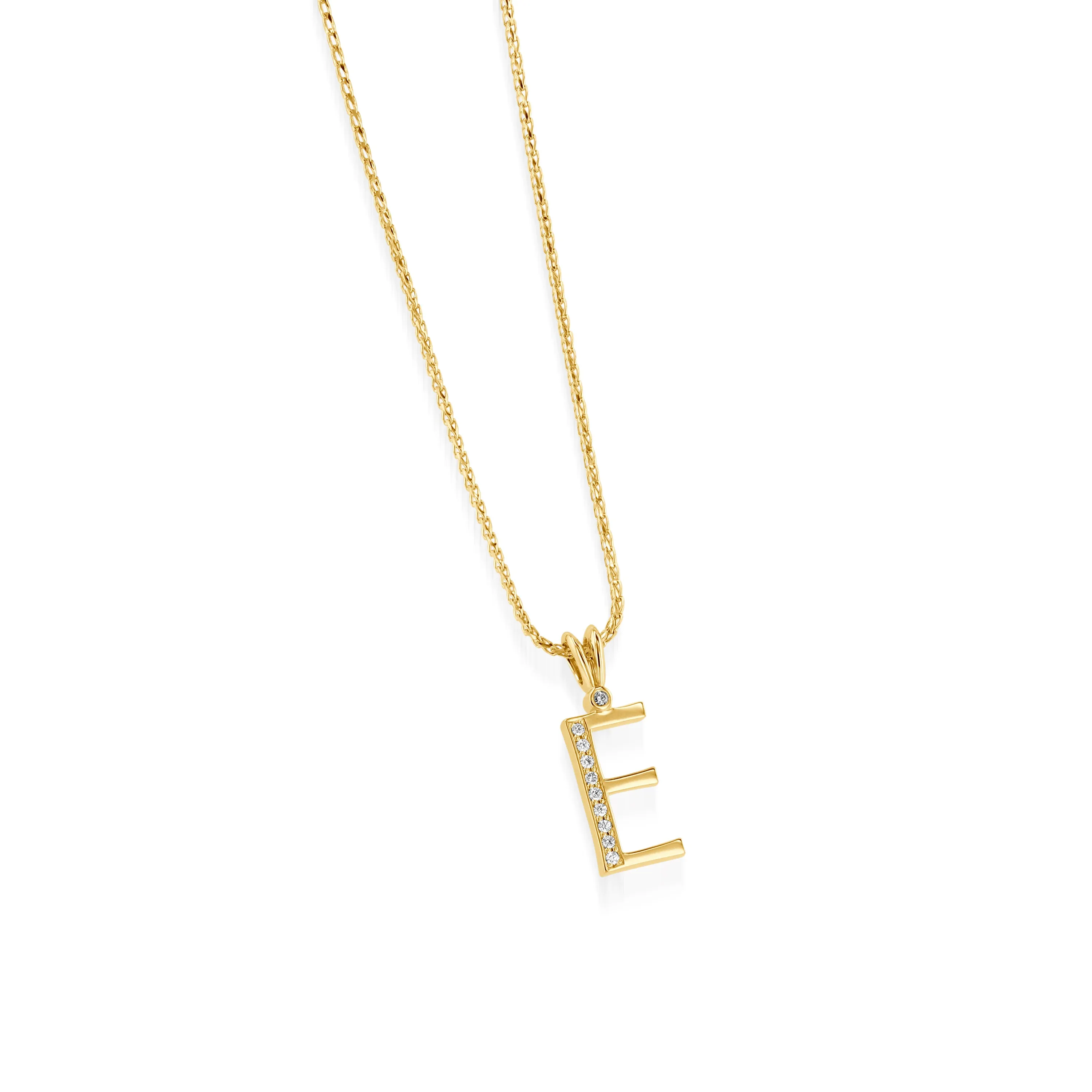 Initial Diamond Pendants Yellow Gold