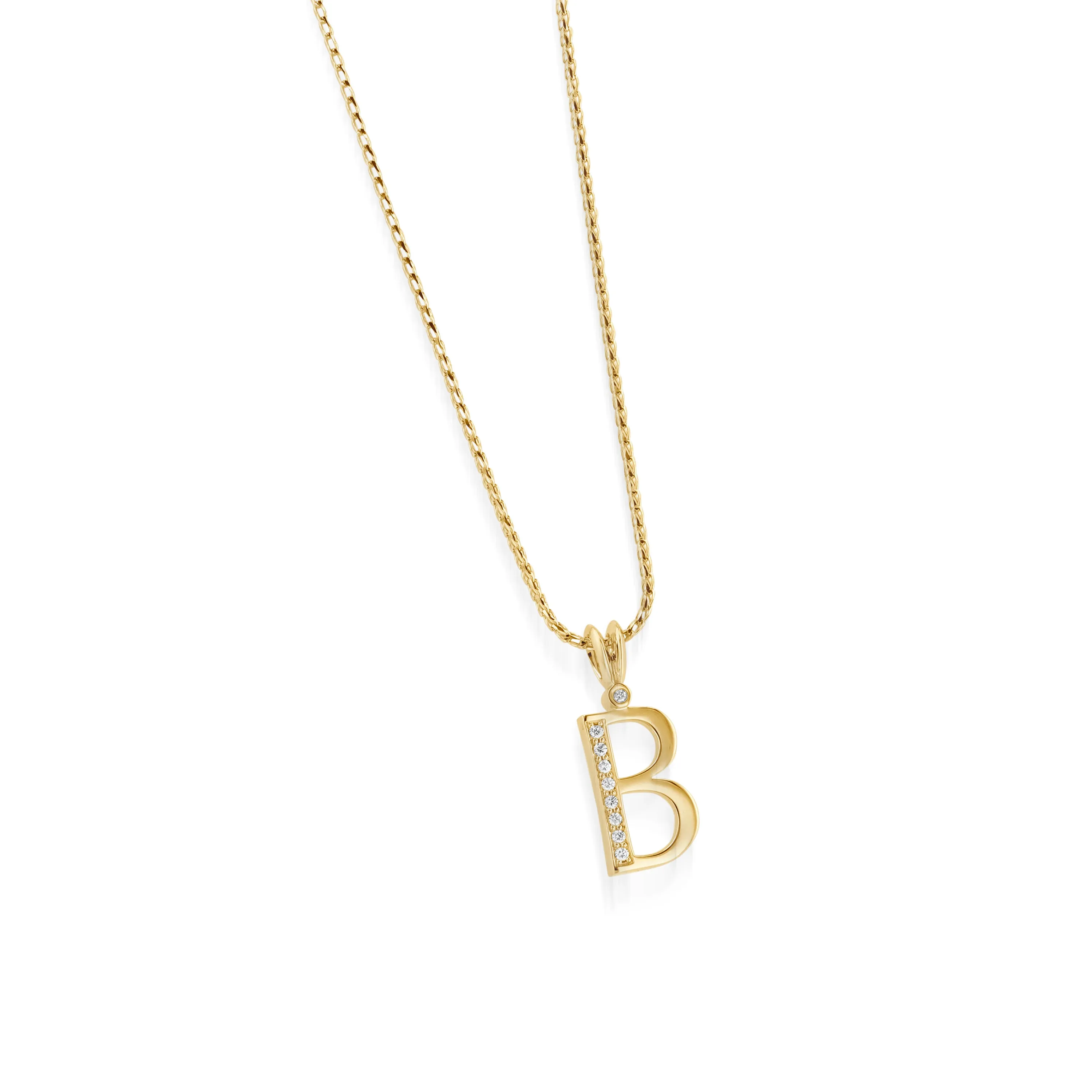 Initial Diamond Pendants Yellow Gold