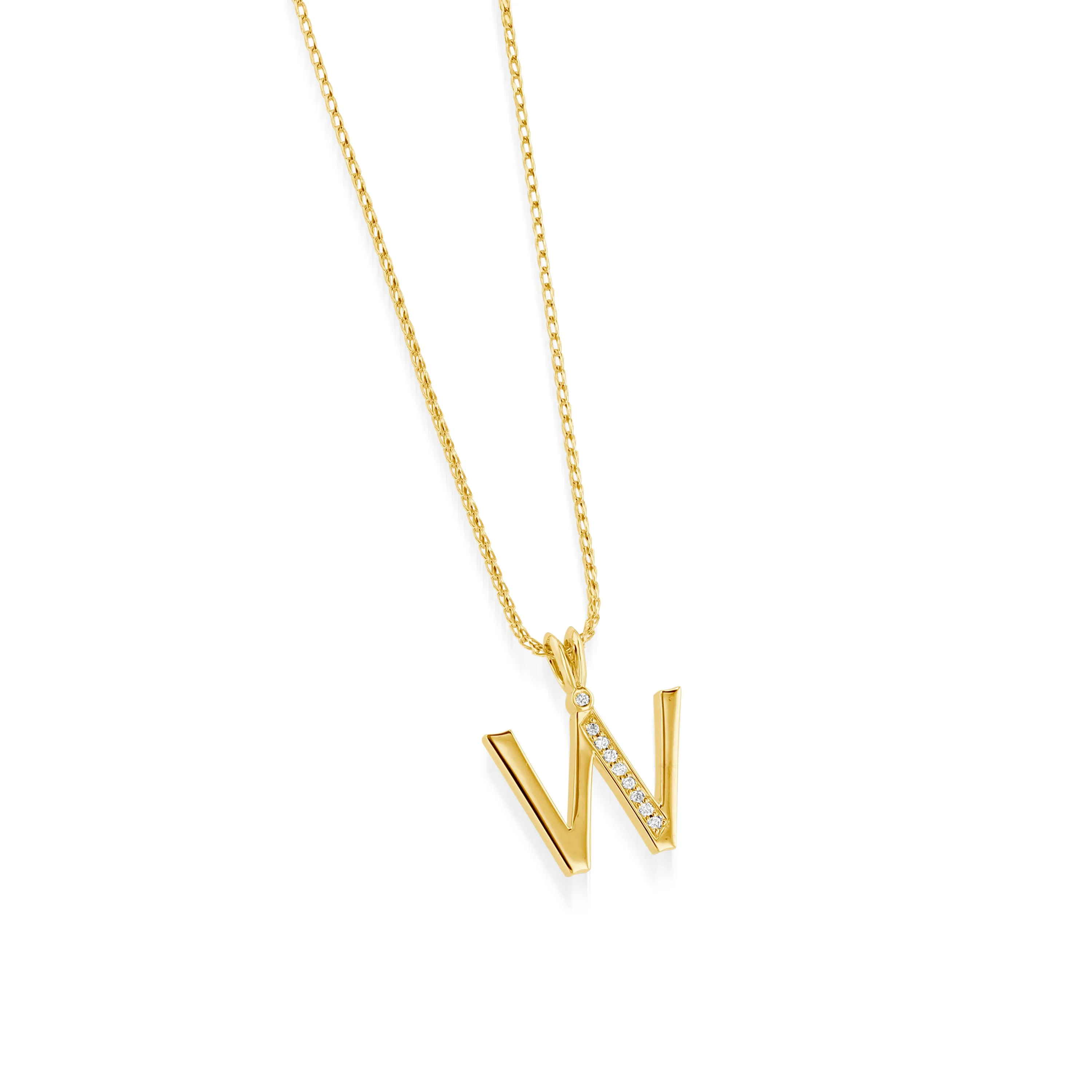 Initial Diamond Pendants Yellow Gold