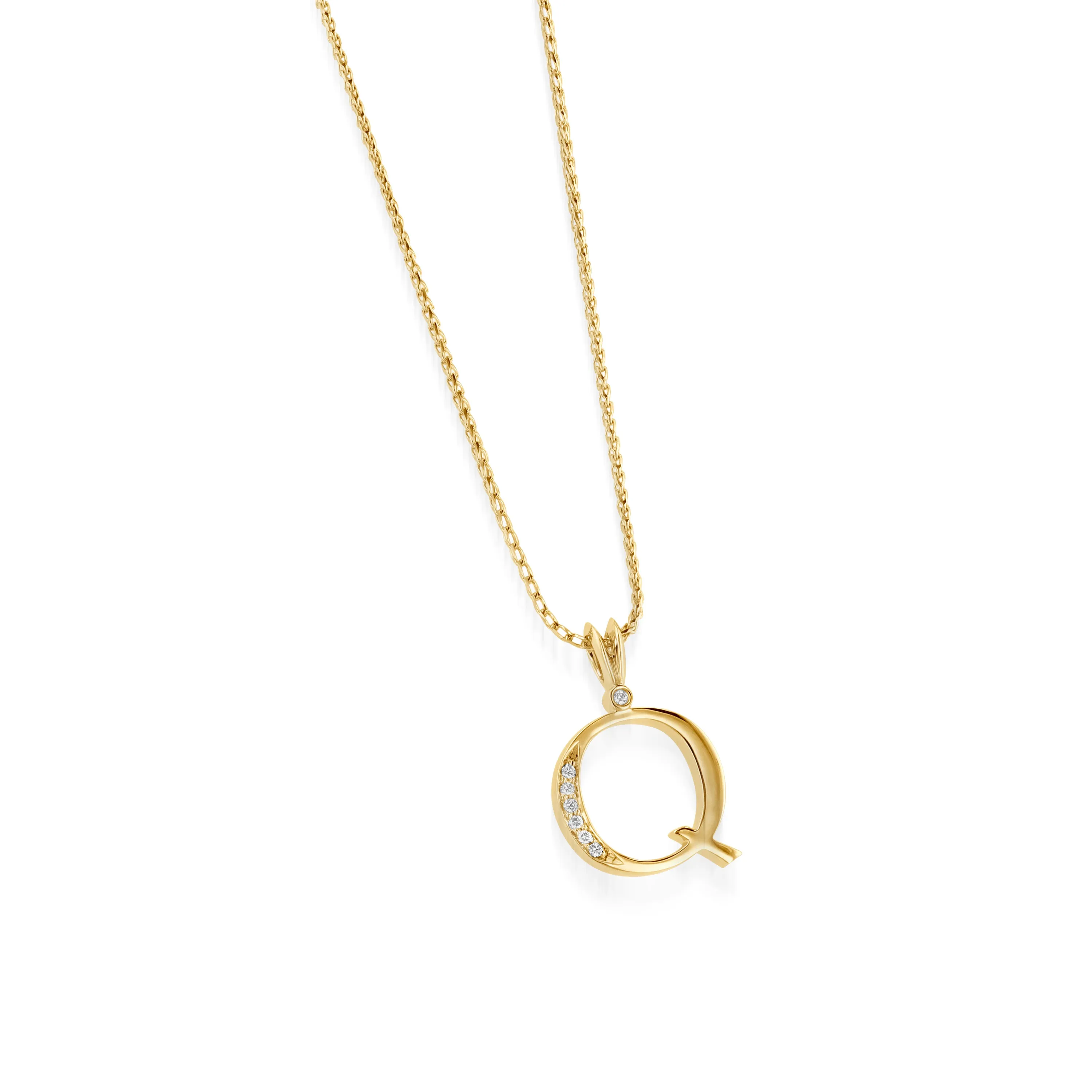 Initial Diamond Pendants Yellow Gold