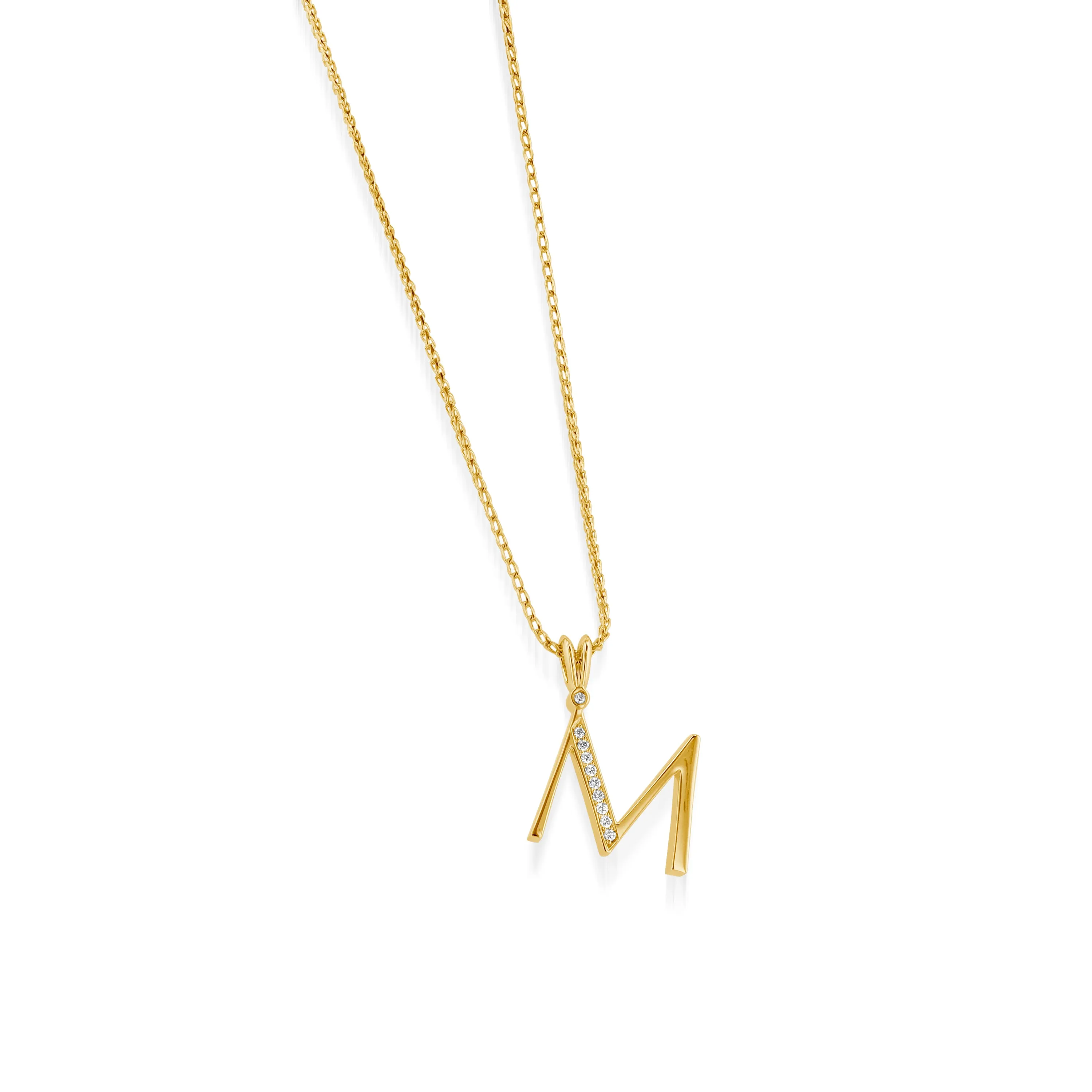 Initial Diamond Pendants Yellow Gold