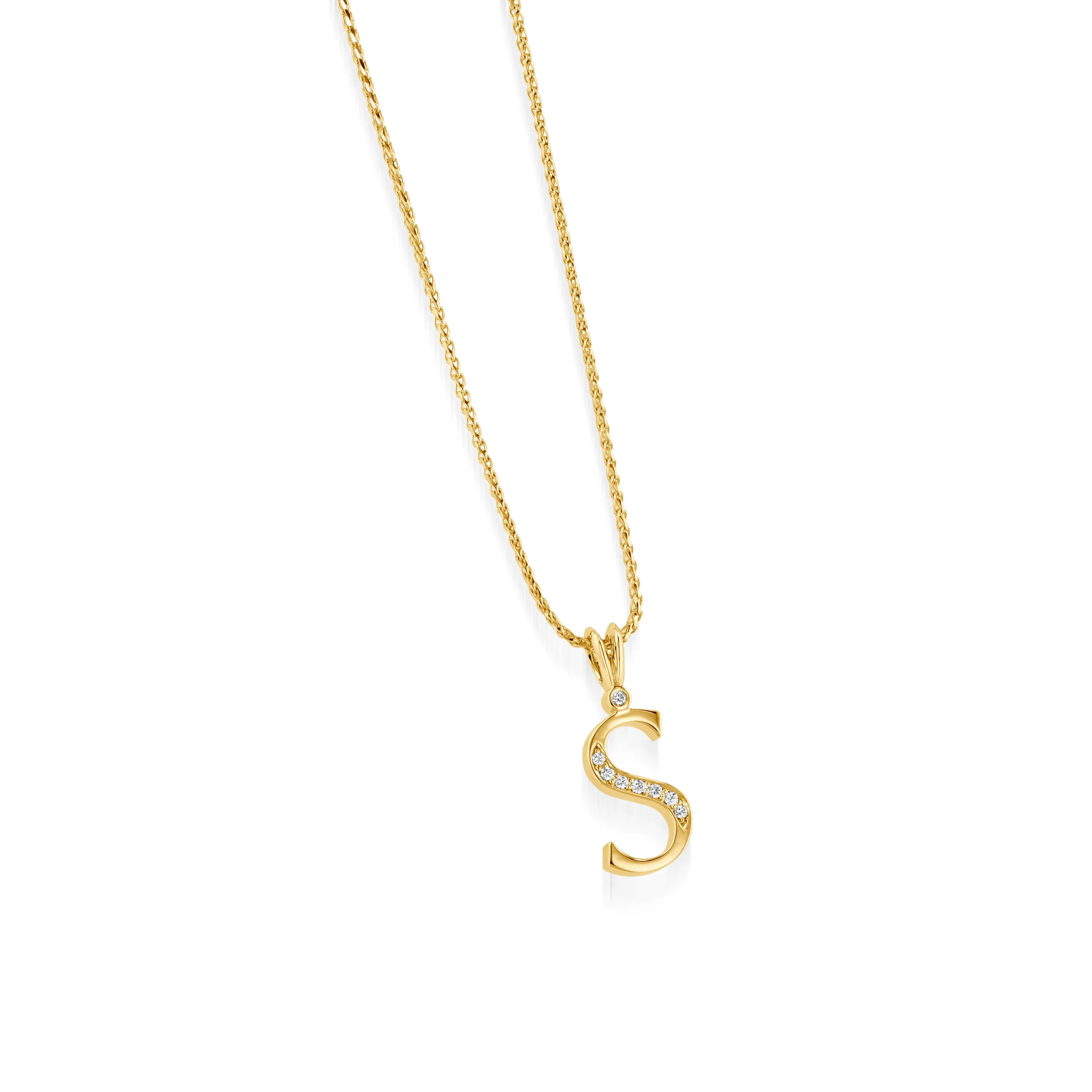 Initial Diamond Pendants Yellow Gold