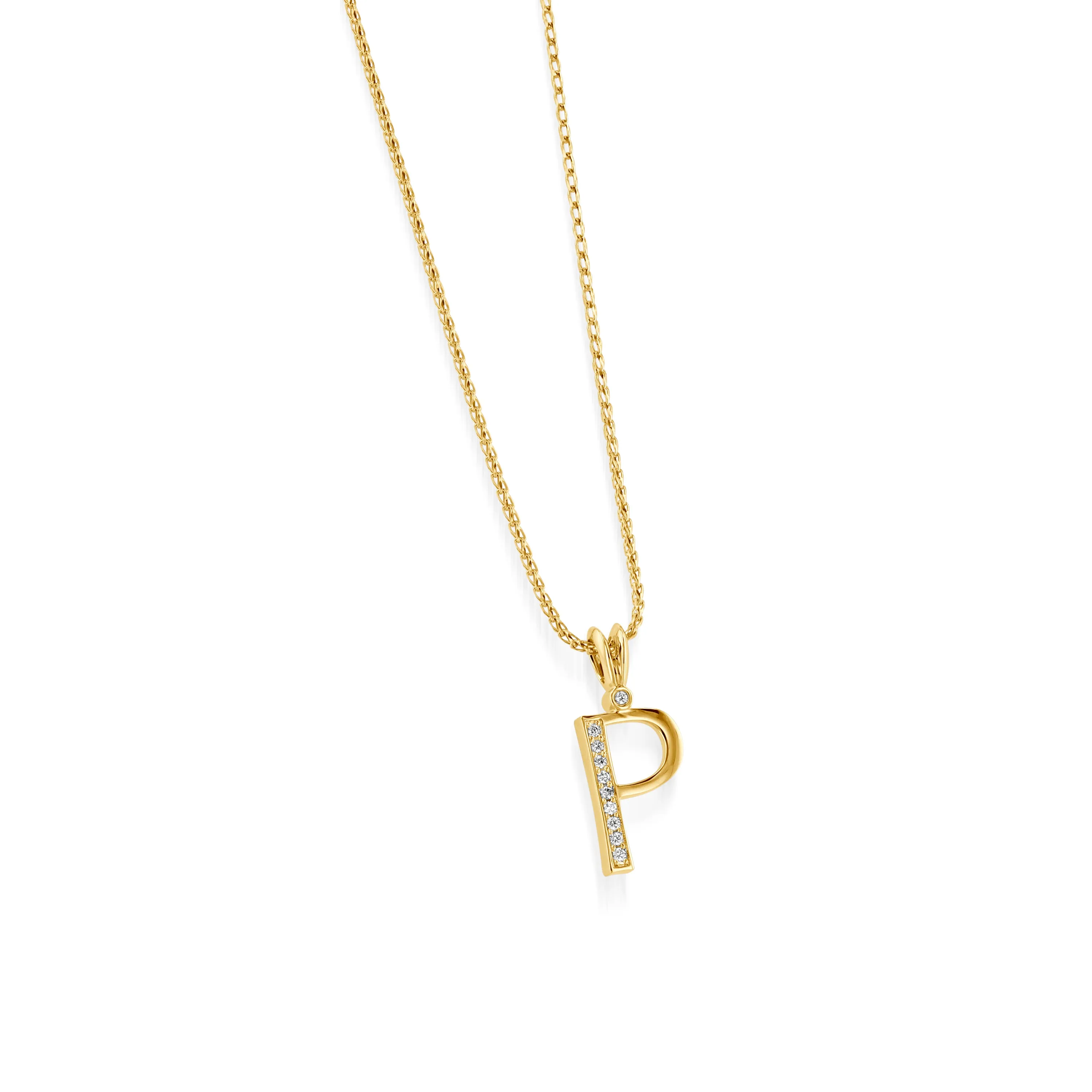 Initial Diamond Pendants Yellow Gold