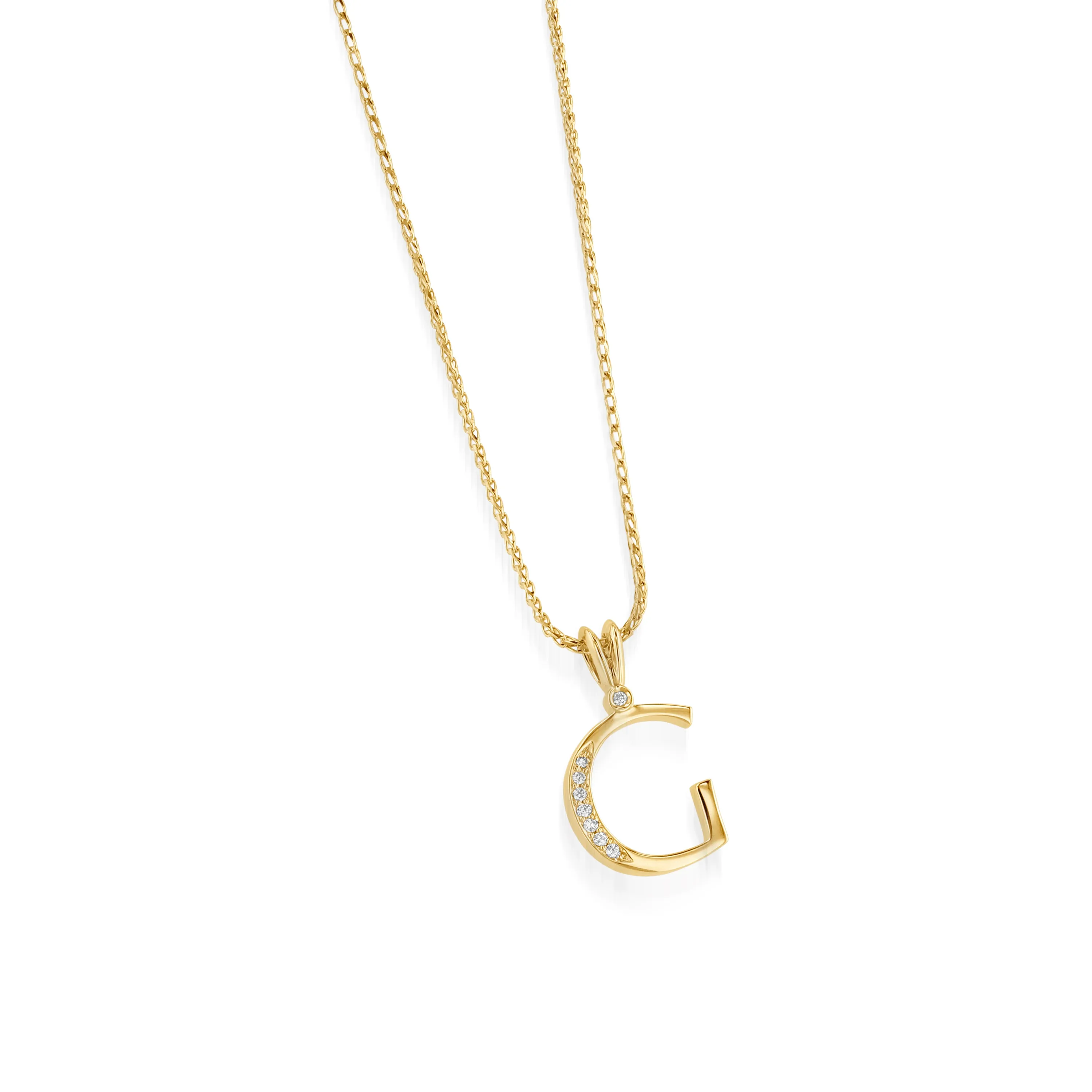 Initial Diamond Pendants Yellow Gold