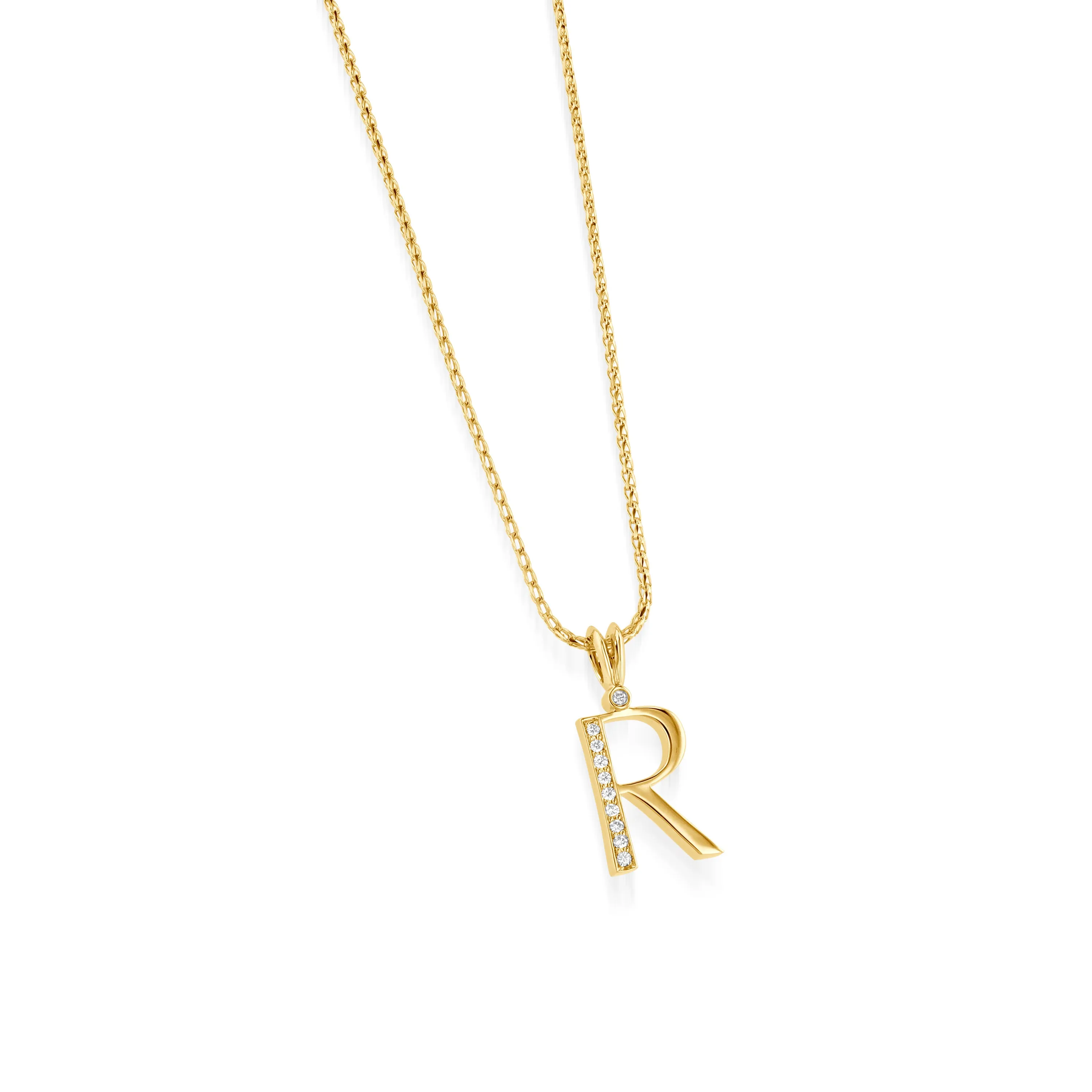 Initial Diamond Pendants Yellow Gold