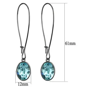 IP Light Black (IP Gun) Stainless Steel Earrings with Top Grade Crystal in Sea Blue for Women Sea Blue Stone Color Style TK2720