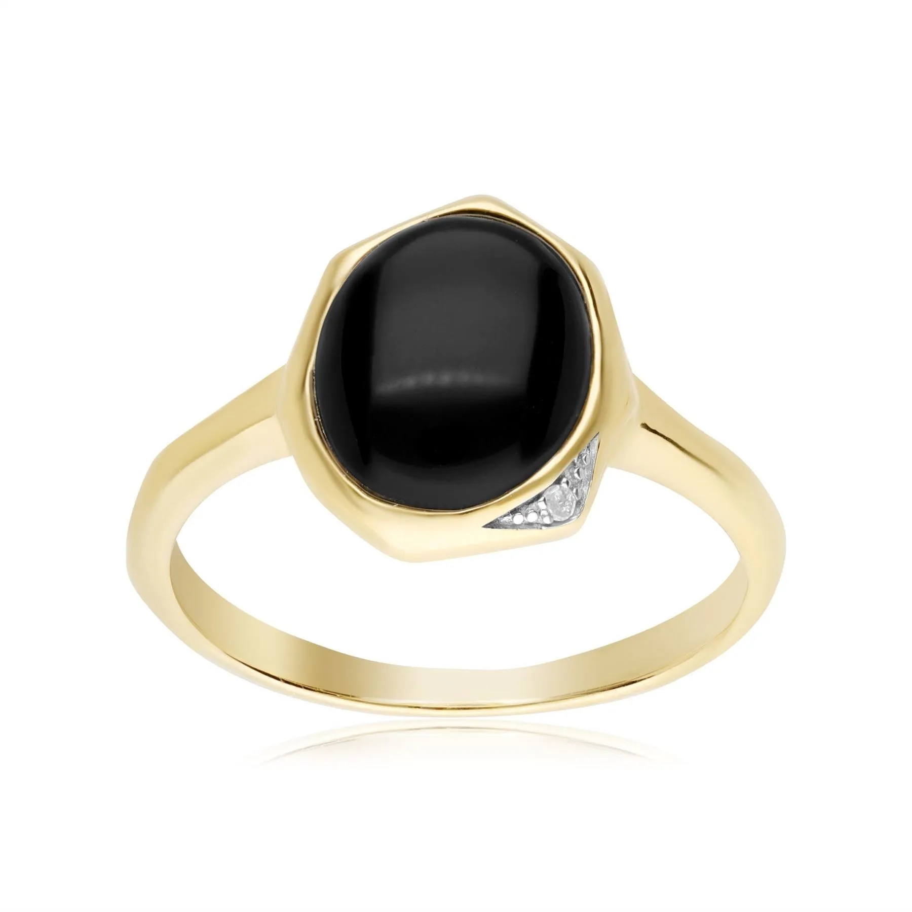 Irregular B Gem Schwarzer Onyx & Diamant Ring