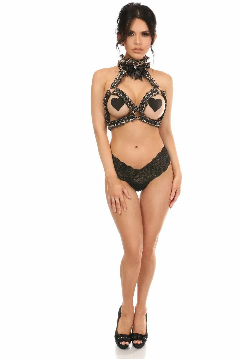 Kitten Collection Leopard Velvet Triangle Top Body Harness