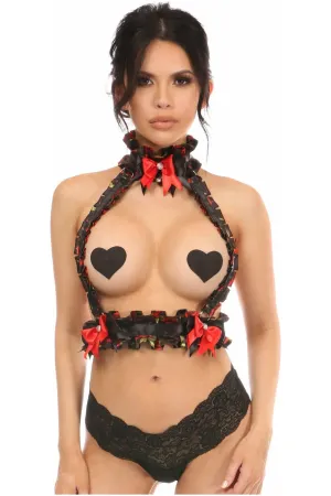 Kitten Collection Red Roses Satin Double Strap Body Harness