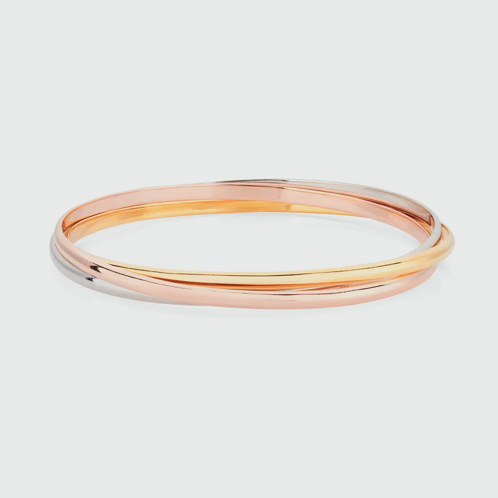 Knightsbridge Three Colour Gold Vermeil Russian Wedding Bangle