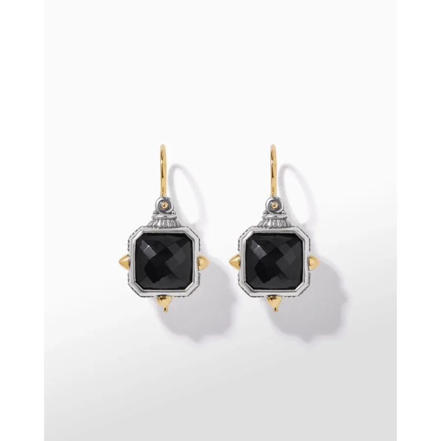 Konstantino Anthos Collection Silver and Gold Spectral Square Black Onyx Earrings