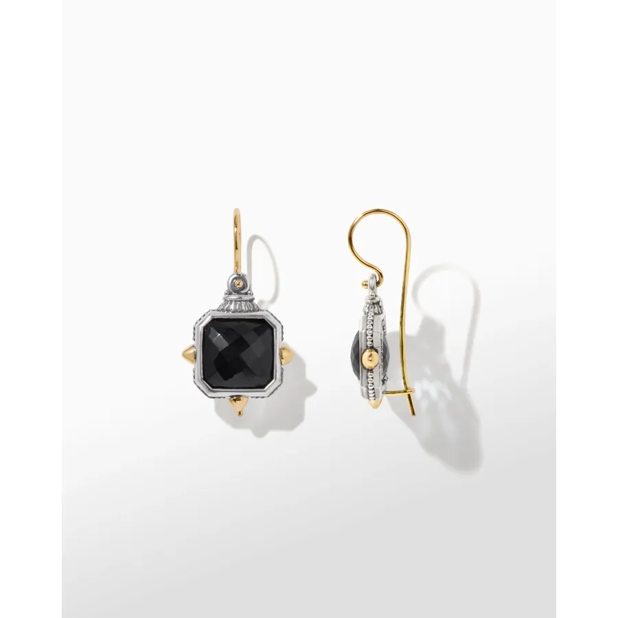 Konstantino Anthos Collection Silver and Gold Spectral Square Black Onyx Earrings