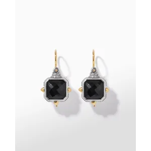 Konstantino Anthos Collection Silver and Gold Spectral Square Black Onyx Earrings