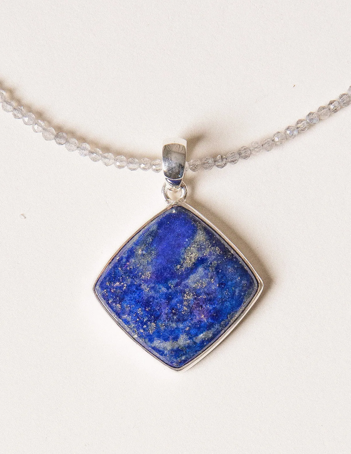 Lapis Lazuli on Beaded Labradorite Necklace