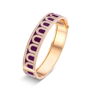 L'Arc de DAVIDOR Bangle GM, 18k Rose Gold with Lacquered Ceramic and Palais Diamonds