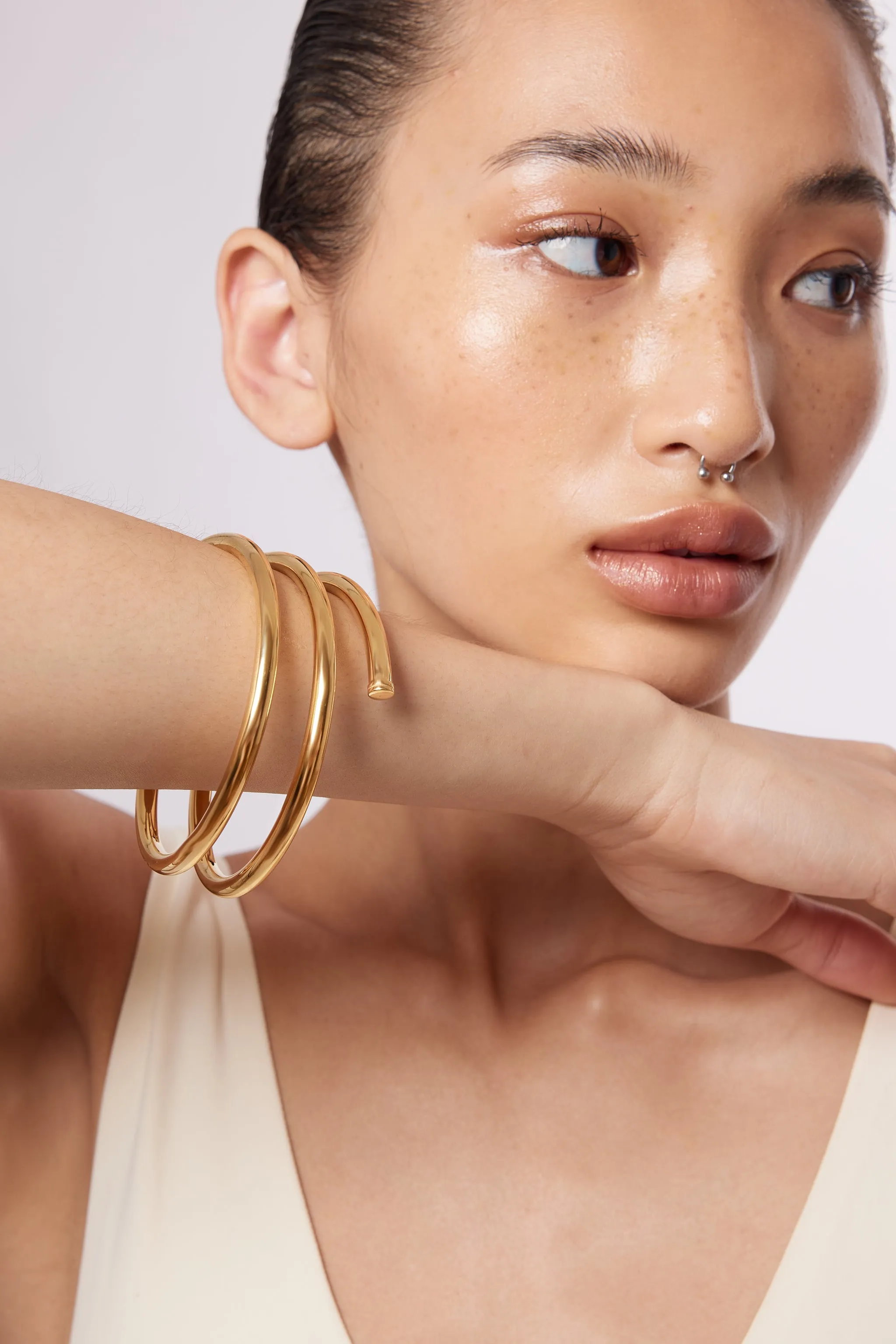 Large Coil Gold Plated Bangle