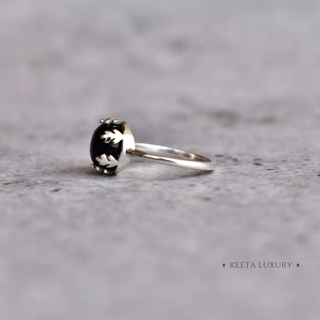 Leafy Bloom - Black Onyx Ring