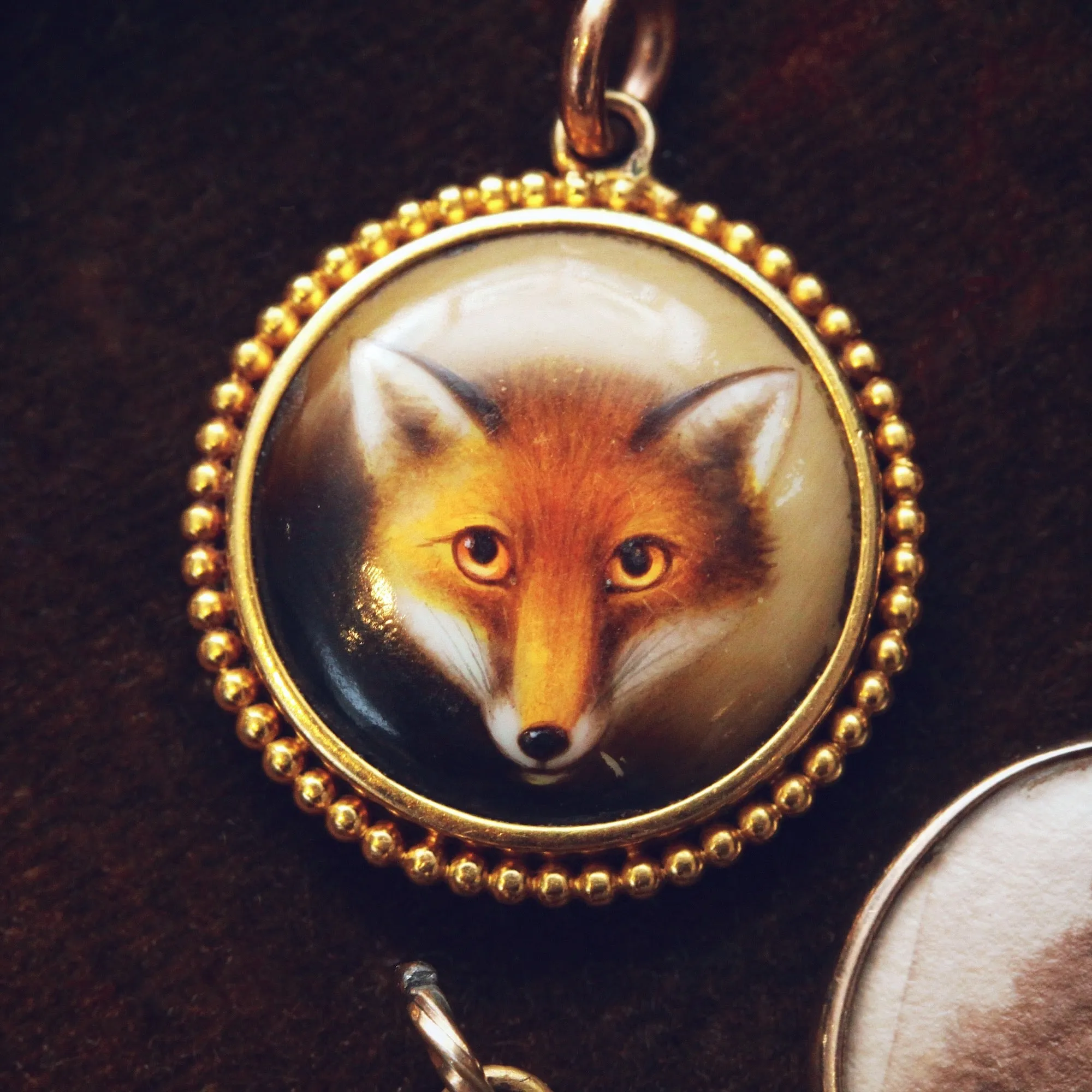 Locket Backed Miniature of a Fox Painted by W B Ford