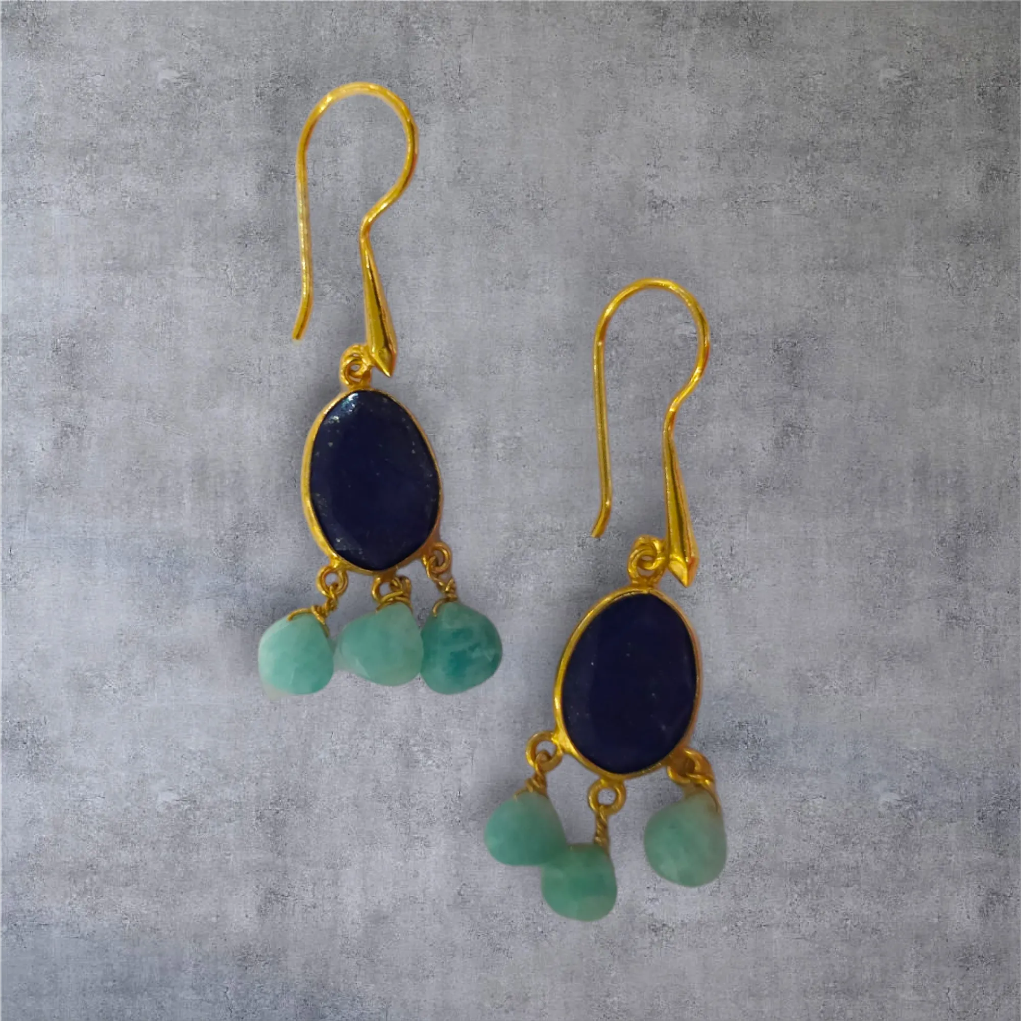 MCJewels - Lapis, Amazonite Dangle Earrings