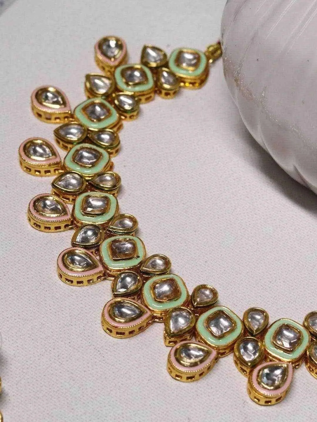 Meenakari Necklace Set Light Green