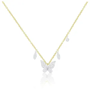 Meira T Diamond Butterfly Charm Necklace Yellow Gold