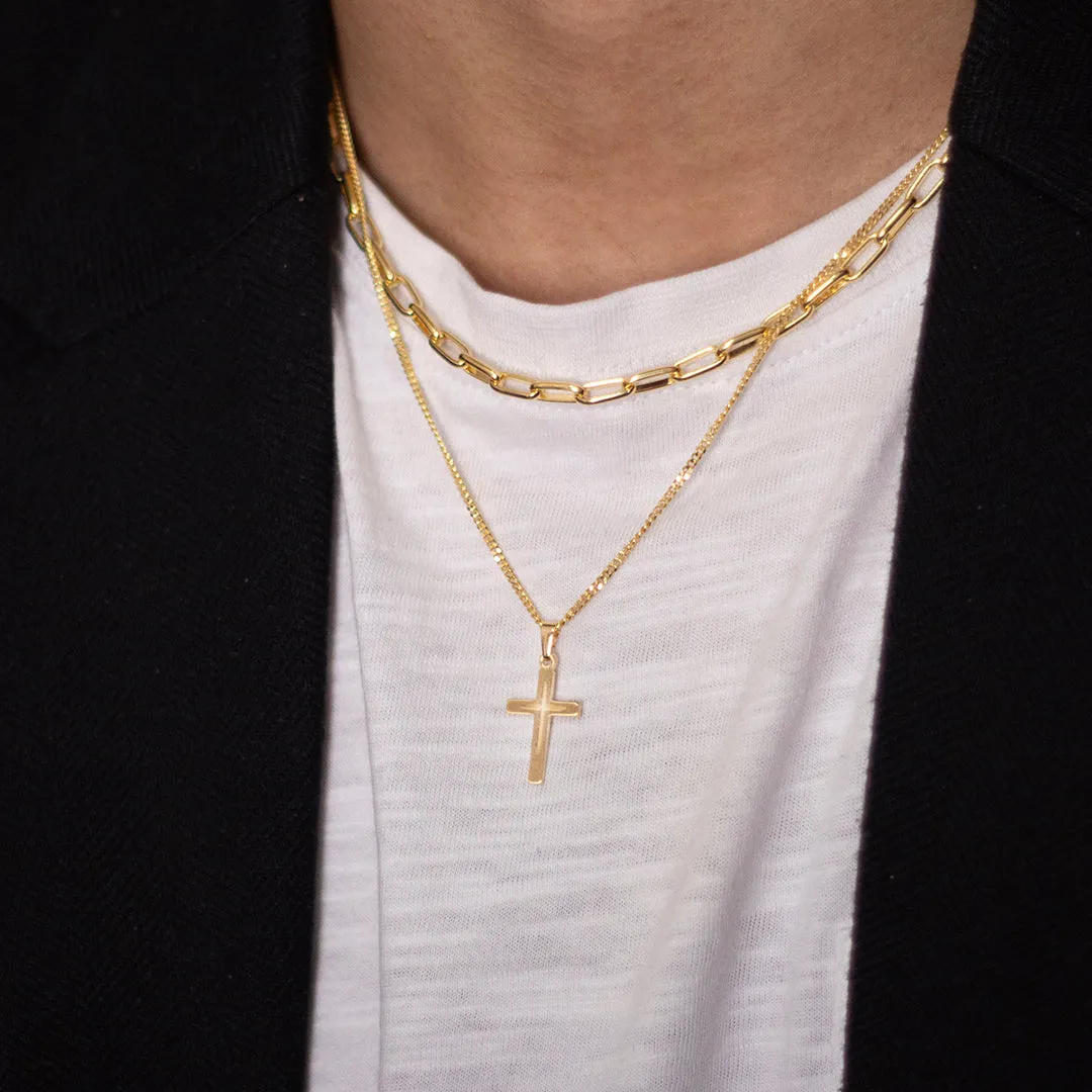 Men's Small Gold Cross Necklace