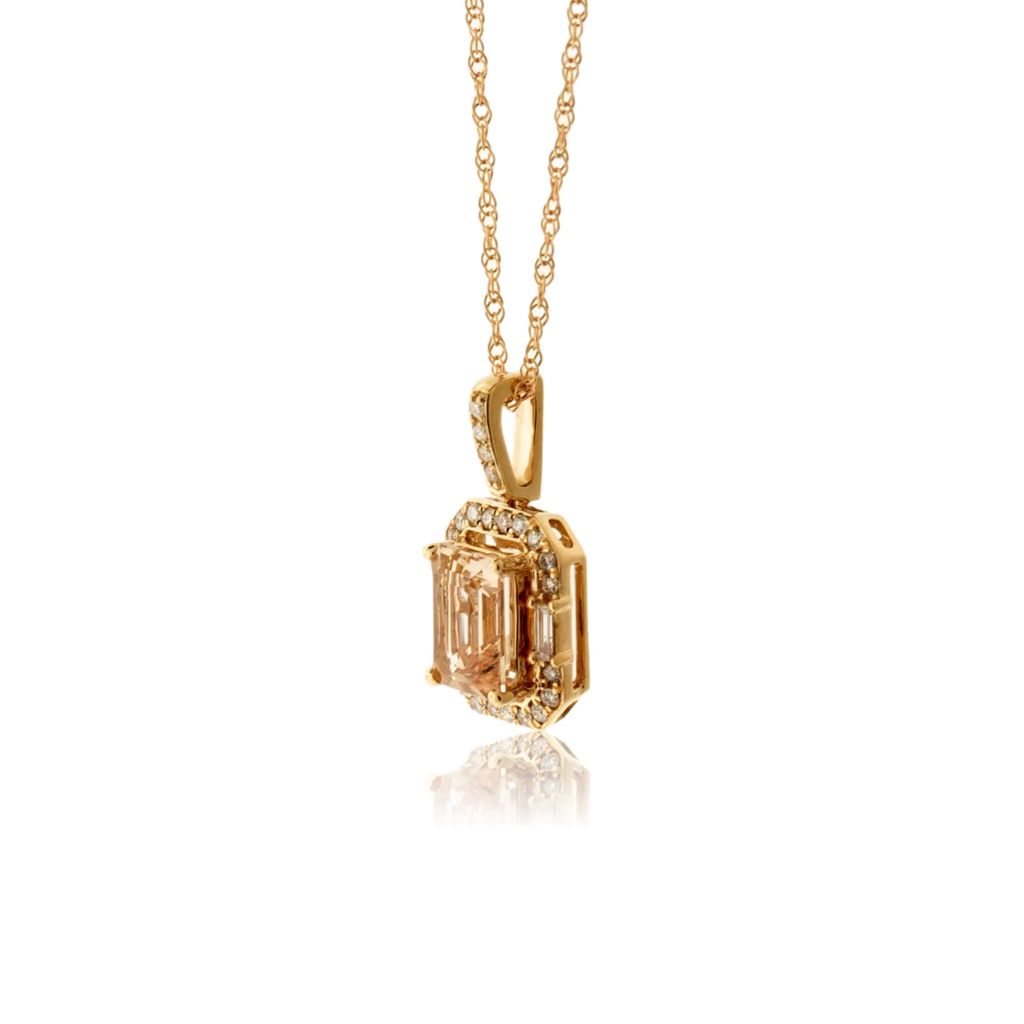 Morganite and Unique Style Diamond Halo Pendant