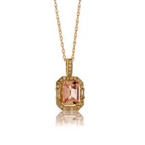 Morganite and Unique Style Diamond Halo Pendant