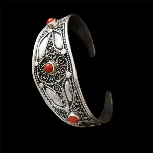 Moroccan Sterling Silver Bangle for her, BC00239