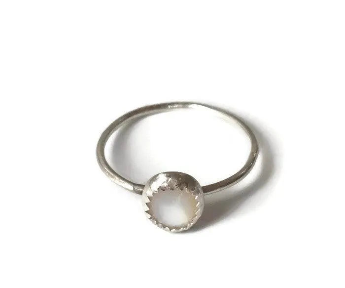 Mother of Pearl Ring, Size 6.5  Stacking Mother of Pearl Ring with thin sterling band.