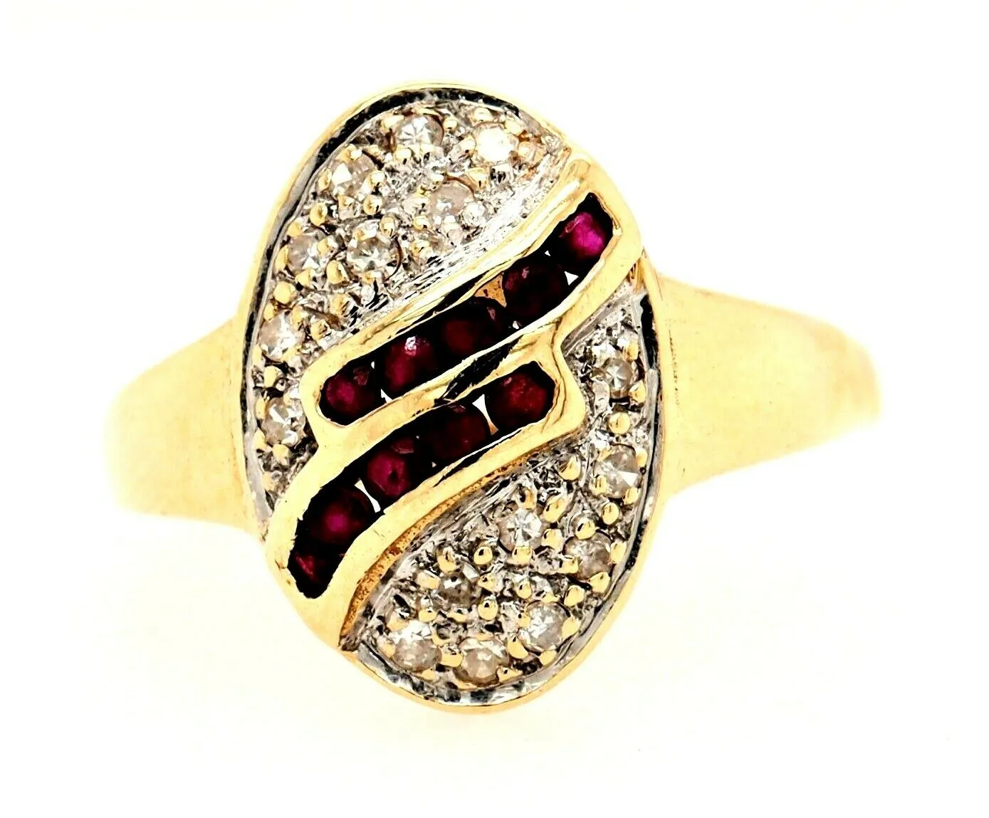 Natural Ruby & Diamond Dress Ring 14ct Yellow Gold Fine Wedding Jewellery