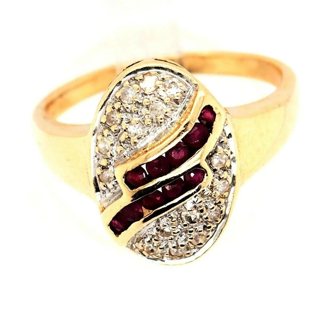 Natural Ruby & Diamond Dress Ring 14ct Yellow Gold Fine Wedding Jewellery