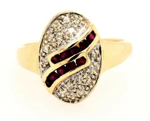 Natural Ruby & Diamond Dress Ring 14ct Yellow Gold Fine Wedding Jewellery