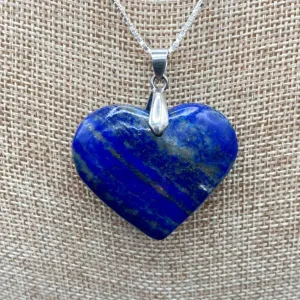 Necklace Lapis Lazuli Heart Pendant Silver