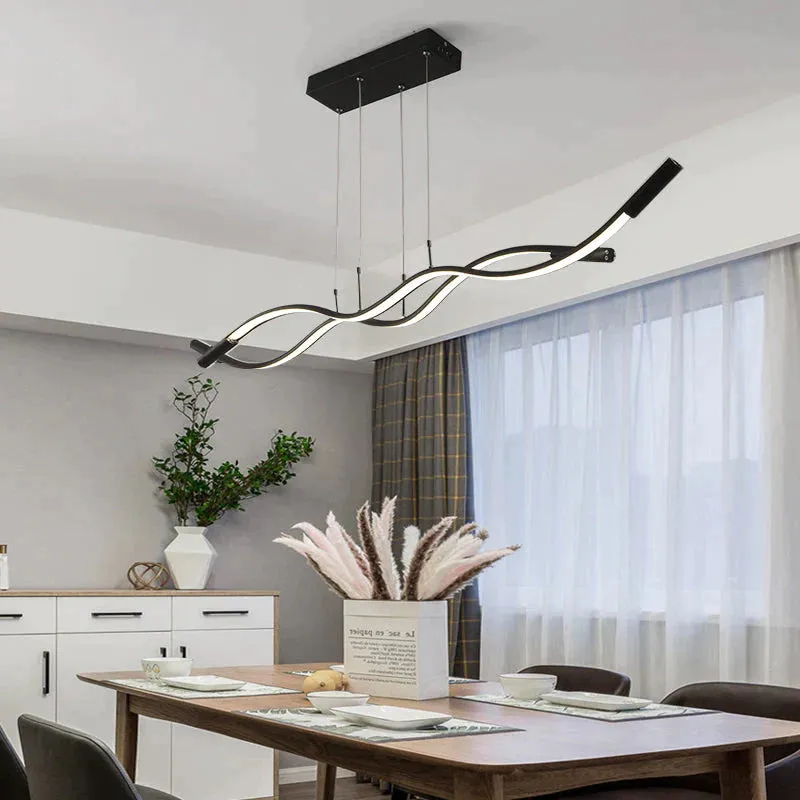 New Wave Aluminum Modern Led Pendant Light For Dining Room Living Kitchen Room Matte Black Or White Color Pendant Lamp