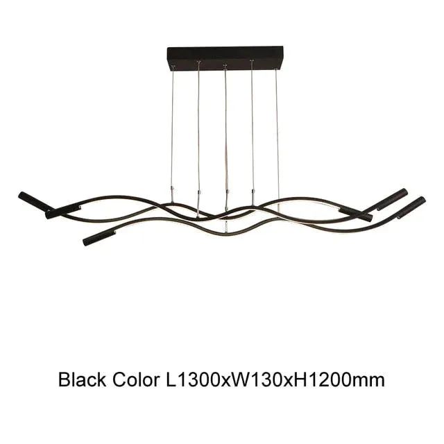 New Wave Aluminum Modern Led Pendant Light For Dining Room Living Kitchen Room Matte Black Or White Color Pendant Lamp