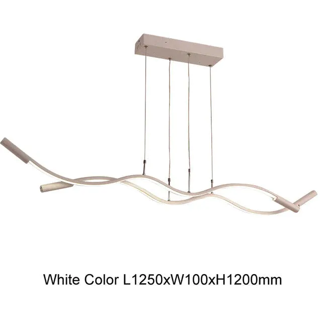 New Wave Aluminum Modern Led Pendant Light For Dining Room Living Kitchen Room Matte Black Or White Color Pendant Lamp