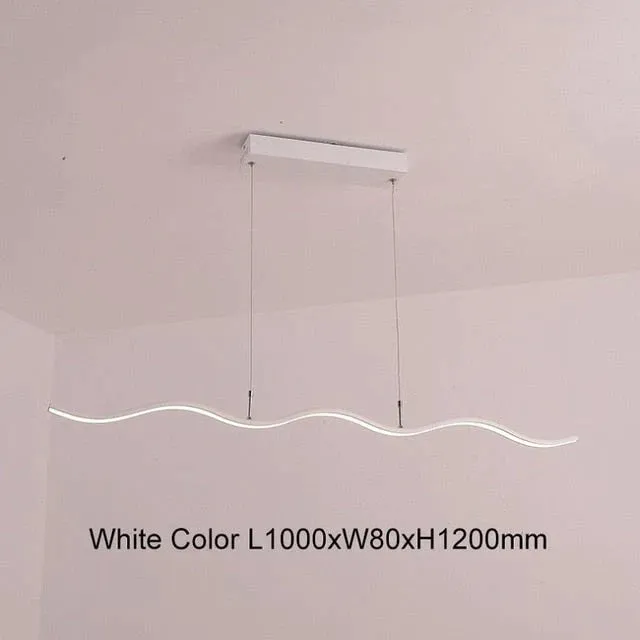 New Wave Aluminum Modern Led Pendant Light For Dining Room Living Kitchen Room Matte Black Or White Color Pendant Lamp